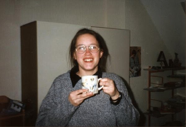 Cathy Enjoys a Cup of Coffee